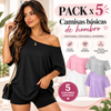 Pack de 5 Camisas Oversize con Hombros Descubiertos